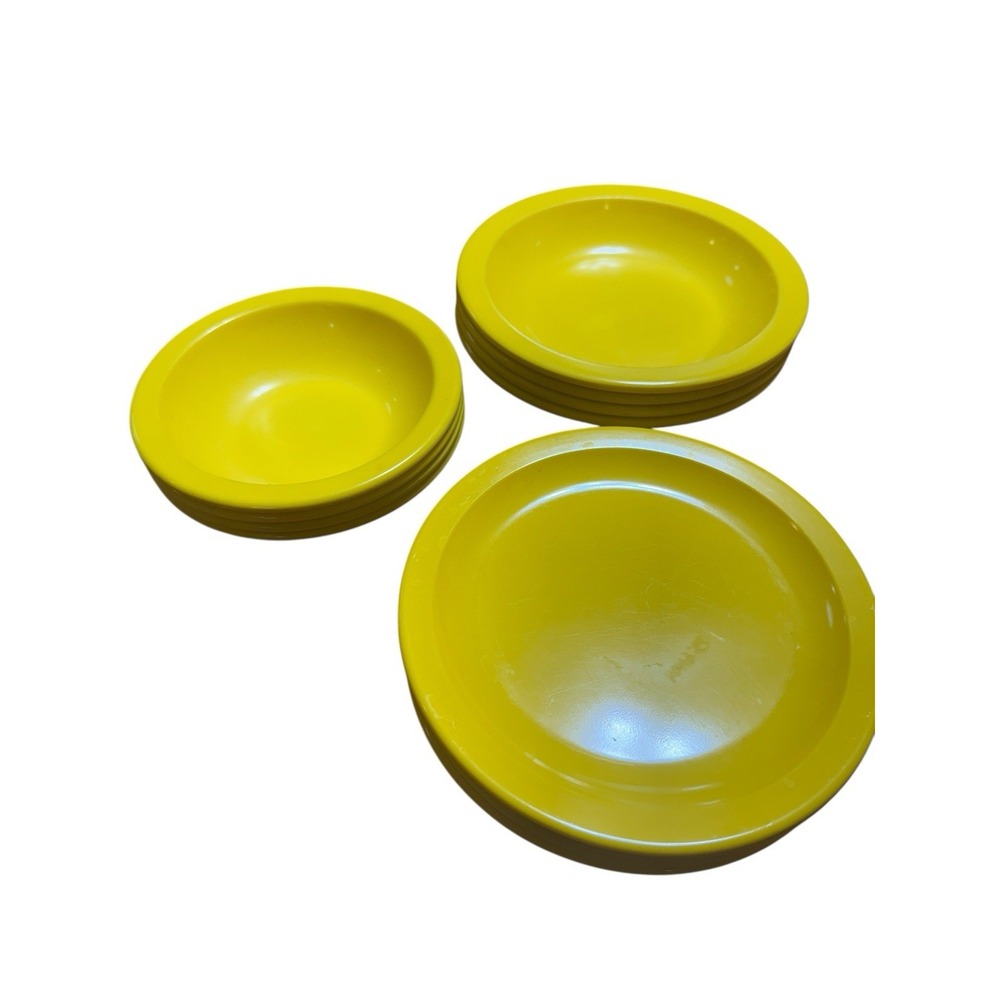 13 Texas Ware Yellow Melamine Dallas Ware 4 Bowls 5 Snack Plates 4 Desert Bowls